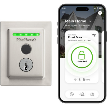 Kwikset Halo Touch Fingerprint Wifi Smart Lock Keyless Entry Door Low Profile Deadbolt Geofence Autounlock Grade Aaa Certif