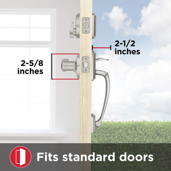 Kwikset Prescott Front Door Lock Handle And Deadbolt Set Entry Handleset Exterior With Interior Reversible Lever Satin Nickel