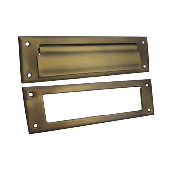 Qcaa Solid Brass Mail Slot With Solid Brass Interior Frame 10 X 3 Antique Brass 1 Pack Made In Taiwan