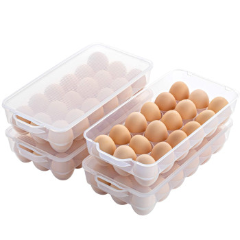 Zhenfan Clear Plastic Egg Holder For Refrigerator Stackable Egg Storage Trays With Lid Handles Plastic Egg Box Carrier 4 Pac