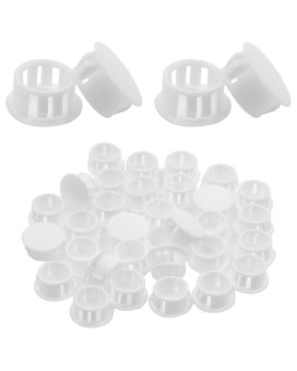 Qjaiune 30 Pcs 16Mm 58 Plastic Hole Plugs White Flush Type Tubing End Caps Snap In Locking Plastic Insert Plugs For Furnit