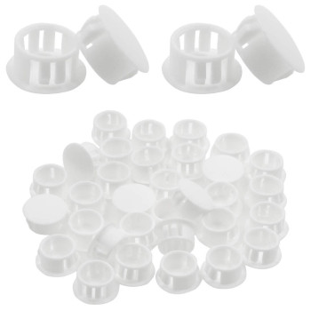 Qjaiune 30 Pcs 16Mm 58 Plastic Hole Plugs White Flush Type Tubing End Caps Snap In Locking Plastic Insert Plugs For Furnit