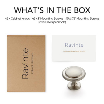 Ravinte 45 Pack 114 Inch Kitchen Cabinet Knobs Dresser Knobs Drawer Knobs Brushed Nickel Zinc Knobs Drawer Pulls Door Knobs Dr