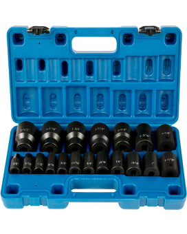 Vevor Impact Drive Socket Set 12 Inches 19 Piece Impact Sockets Sae Standard Socket Assortment 38 Inches To 112 Inches 6