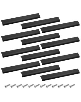 Bokwin 12Pcs 300Mm118 Black Mount Finger Edge Pull Furniture Drawer Handles Aluminum Concealed Handle For Home Kitchen Doo