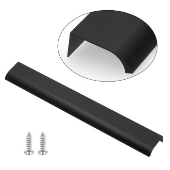 Bokwin 12Pcs 300Mm118 Black Mount Finger Edge Pull Furniture Drawer Handles Aluminum Concealed Handle For Home Kitchen Doo