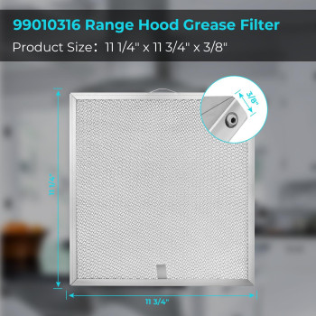 99010316 Range Hood Grease Filter 11 14 X 11 34 X 38 For Broan Hood Vents Parts S99010316 Wa65Af Ntk7450000 990721400A