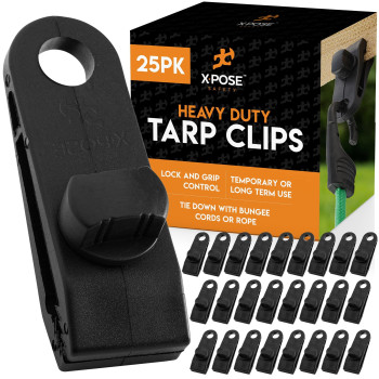 Xpose Safety 25 Pack Heavy Duty Reusable Tarp Clips Use With Canopy Tent Awning Camping Boat Cover Car Cover Swimming Poo