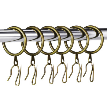 Hotop 30 Pieces Metal Drapery Curtain Rings Curtain Hanging Rings And 30 Pieces Metal Curtain Drapery Pin Hooks For Window Door