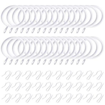 Hotop 30 Pieces Metal Drapery Curtain Rings Curtain Hanging Rings And 30 Pieces Metal Curtain Drapery Pin Hooks For Window Door