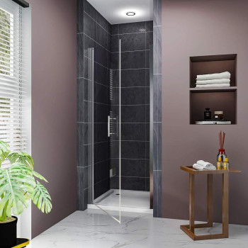 Elegant 34 In W X 72 In H Pivot Swing Shower Door 14 Inclear Glass Frameless Shower Enclosure In Chrome Finish