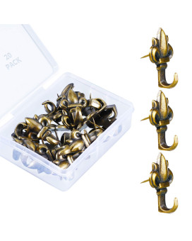 20 Pieces Push Pin Hangers Plant Shape Pin Hook Hanger Zinc Alloy Picture Hanging Hook Pin Bronze Wall Hooks Lotus