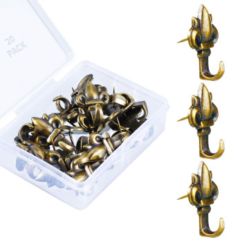 20 Pieces Push Pin Hangers Plant Shape Pin Hook Hanger Zinc Alloy Picture Hanging Hook Pin Bronze Wall Hooks Lotus