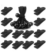 24 Pcs Tarp Clips And Ball Bungee Cords Tarp Clamps Heavy Duty Lock Grip Tent Pool Awning Fasteners Clips With 6 Inch Bungee Ba