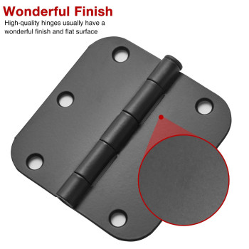 18 Pack Matte Black Door Hinges 35 X 35 Inch Interior 3 12 Inch Door Hinges For Doors Rounded 58 Radius Corners Flat Iron