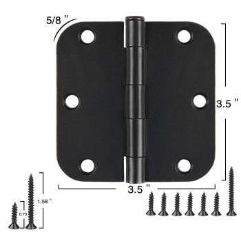 18 Pack Matte Black Door Hinges 35 X 35 Inch Interior 3 12 Inch Door Hinges For Doors Rounded 58 Radius Corners Flat Iron