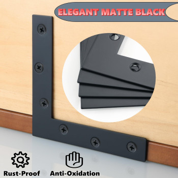 Alise L Flat Brackets Corner Bracket Black Corner Brace Mending Plate Repair 150Mm X 150Mm Stainless Steel Flat Braces For Wood