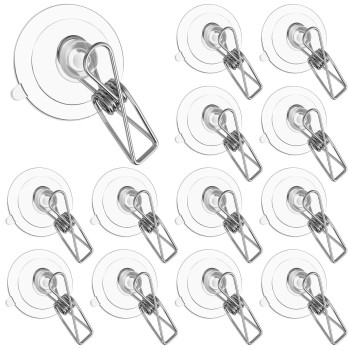 Patelai 16 Pieces Suction Cup Clips Plastic Round Suction Cup Clamp Holder Window Suction Cups With Clips Heavy Duty For Hanging