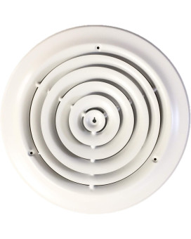 Hbw 10 Round Ceiling Diffuser White Powder Coated With Outside Dimension Of 14 Fitting In 10 Duct