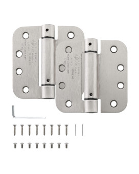 2 Pack Door Hinges Satin Nickel Self Closing Door Hinge 4 X 4 Inch Adjustable Spring Door Hinge Rounded Interior Door Hinges For