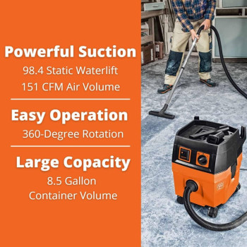 Fein Turbo Ii Wetdry Dust Extractor Vacuum Cleaner Highefficiency Cleaning And Dust Extraction 151 Cfm Suction Capacity 9