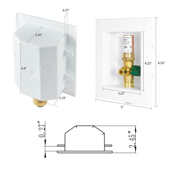 Efield Pushfit Preassembled Ice Maker Outlet Box 12Inch Pushfit Connection With Installed 14Turn Ball Valve With Copper