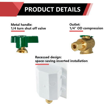 Efield Pushfit Preassembled Ice Maker Outlet Box 12Inch Pushfit Connection With Installed 14Turn Ball Valve With Copper