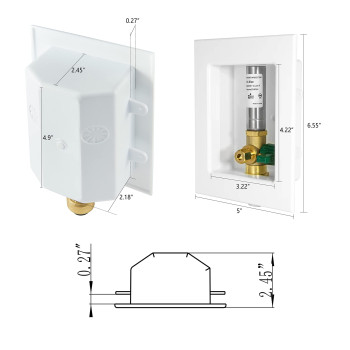 Efield Pushfit Ice Maker Outlet Box 12Inch Pushfit Connection With Stainless Steel Hammer Arrestor Installed 14Turn Ball