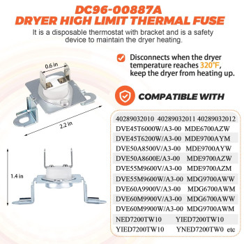 Dc4700016A Dc3200007A Dc9600887A Dc4700018A Dryer Thermal Cutoff Fusethermostat Dryer Kit By Beaquicy Replacement F