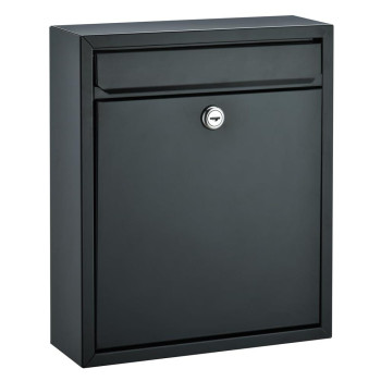 Modern Wall Mounted Locking Small Black Architectural Mailbox From Bailey Boxes 1225 H X 1025 W X 35 D The Murphy