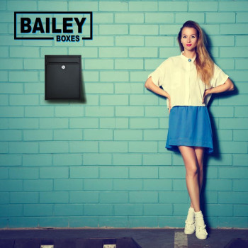 Modern Wall Mounted Locking Small Black Architectural Mailbox From Bailey Boxes 1225 H X 1025 W X 35 D The Murphy