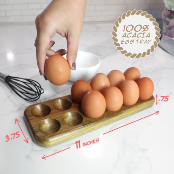 Guis Chicken Coop Egg Tray Rustic Wooden Egg Holder For Eggs Usable In Kitchen Refrigerator Or Countertop For Display Or Sto