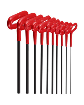 Honoson 10 Pieces Thandle Hex Key Set 9 Inch Long Hex Key Kit Sizes 332 764 18 964 532 316 732 14 516 38 Inc