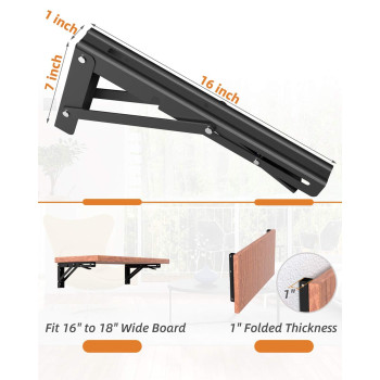 16Inch Foldable Brackets For Diy Folding Shelves Or Tables L Shelf Brackets Collapsible Heavy Duty Stainless Steel Max Load