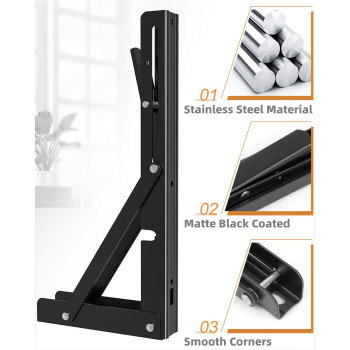 16Inch Foldable Brackets For Diy Folding Shelves Or Tables L Shelf Brackets Collapsible Heavy Duty Stainless Steel Max Load