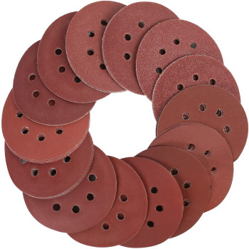 Lotfancy 210Pcs Sanding Discs 5 Inch 8 Hole 40 60 80 100 120 180 240 320 400 800 1000 1500 2000 3000 Grit Assorted Sandpaper