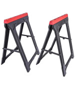 Jegs Folding Saw Horses 2 Pack 350 Lbs Capacity Heavy Duty Saw Horse Weatherresistant Polypropylene Folding Sawhorse Fo