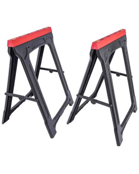 Jegs Folding Saw Horses 2 Pack 350 Lbs Capacity Heavy Duty Saw Horse Weatherresistant Polypropylene Folding Sawhorse Fo