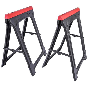 Jegs Folding Saw Horses 2 Pack 350 Lbs Capacity Heavy Duty Saw Horse Weatherresistant Polypropylene Folding Sawhorse Fo