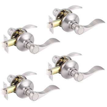 Gobrico Closet Door Handles Satin Nickel Interior Door Levers For Home Hallway Left Or Right Handing Nonlocking Leversets 4 Pac