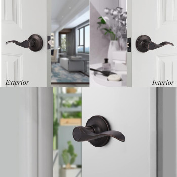 Gobrico Passage Door Levers For Closet Hallway Nolocking Door Handles Leverset With Reversible Handles Wavedrop Lever Style An