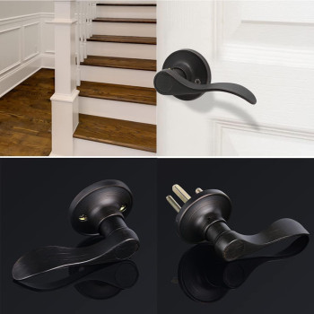 Gobrico Passage Door Levers For Closet Hallway Nolocking Door Handles Leverset With Reversible Handles Wavedrop Lever Style An