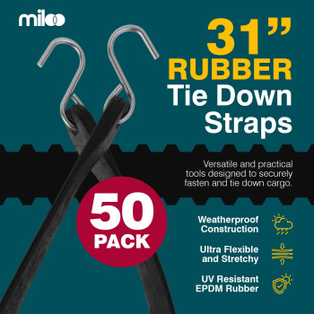 Miloo Rubber Bungee Cords With Hooks Heavy Duty Tarp And Cargo Straps Made In Usa