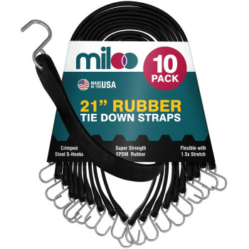 Miloo Rubber Bungee Cords With Hooks Heavy Duty Tarp And Cargo Straps Made In Usa 21 Inch Pack Of 10