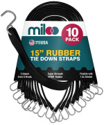 Miloo Rubber Bungee Cords With Hooks Heavy Duty Tarp And Cargo Straps Made In Usa 15 Inch Pack Of 10