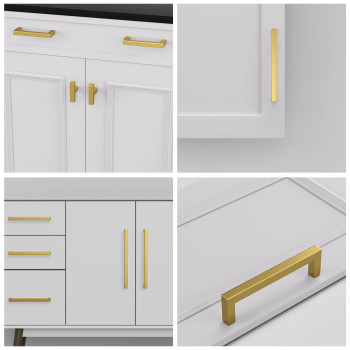 Haliwu 15 Packbrass Cabinet Pulls 5 Inch Gold Cabinet Handles Brushed Gold Cabinet Pulls Gold Kitchen Hardware Square Pulls