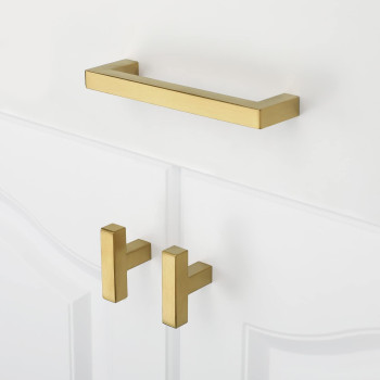 Haliwu 15 Packbrass Cabinet Pulls 5 Inch Gold Cabinet Handles Brushed Gold Cabinet Pulls Gold Kitchen Hardware Square Pulls