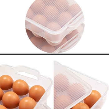 Eslite Covered Egg Holder Egg Storage For Refrigerator Fits 18 Eggs Pack Of 4