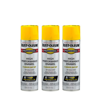 Rustoleum 75438383Pk Professional High Performance Enamel Spray Paint 15 Oz Gloss Safety Yellow 3 Pack