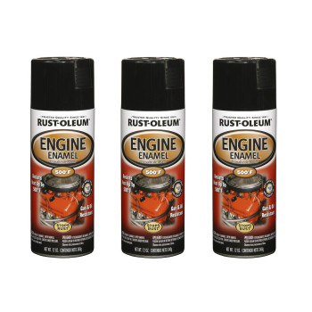 Rustoleum 2489323Pk Engine Enamel Spray Paint 12 Oz Gloss Black 3 Pack